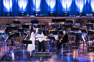 Paula Monsalve singer songwriter performing at the Marion Philharmonic Orchestra in Marion, Indiana from Linares Chile