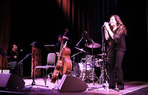 Paula Monsalve singer songwriter performing at the Old Town School of Folk Music in Chicago, Illinois from Linares Chile